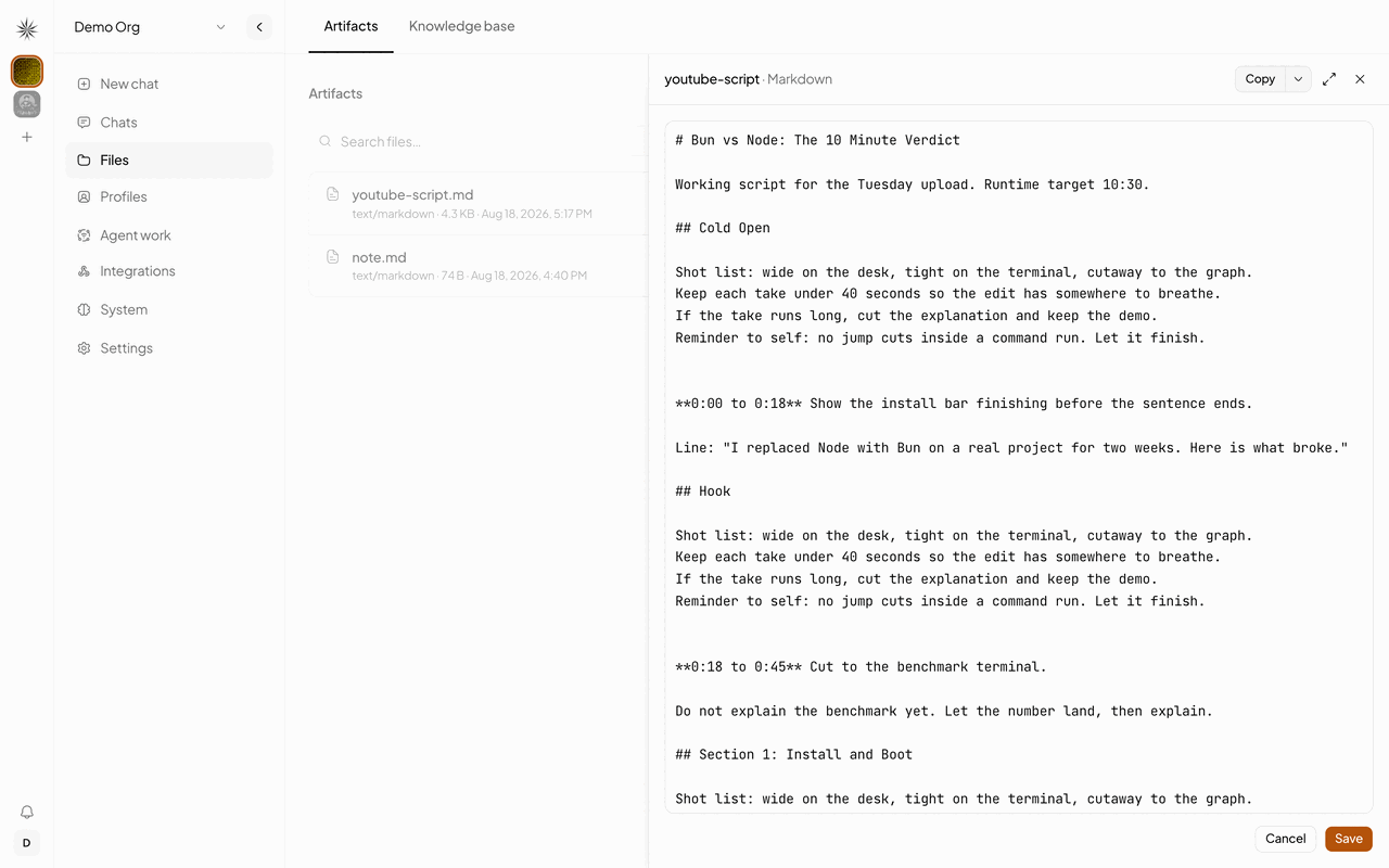 Editing the markdown source in place