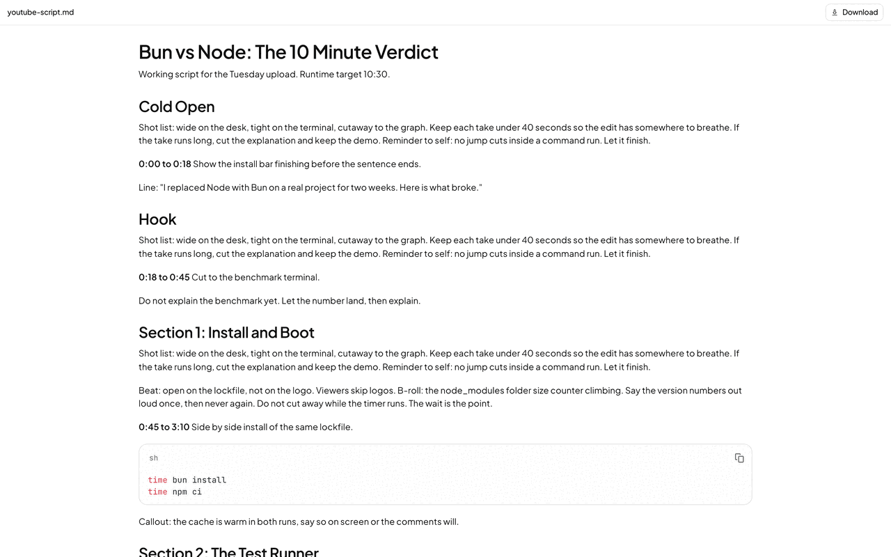 The published artifact on its public share page