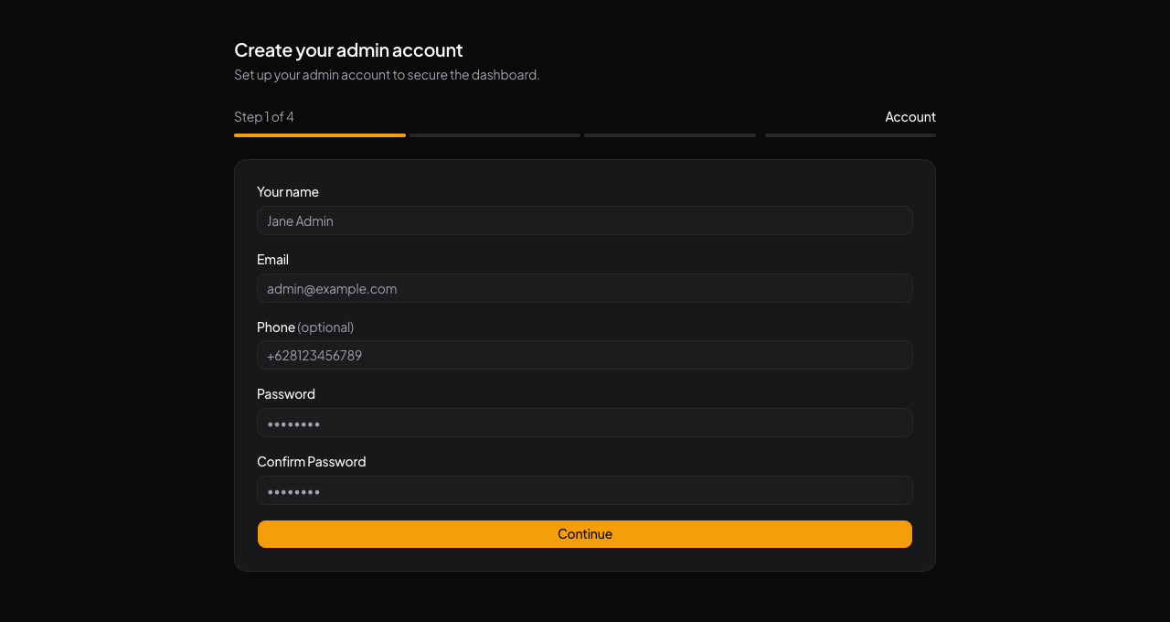 Create your admin account