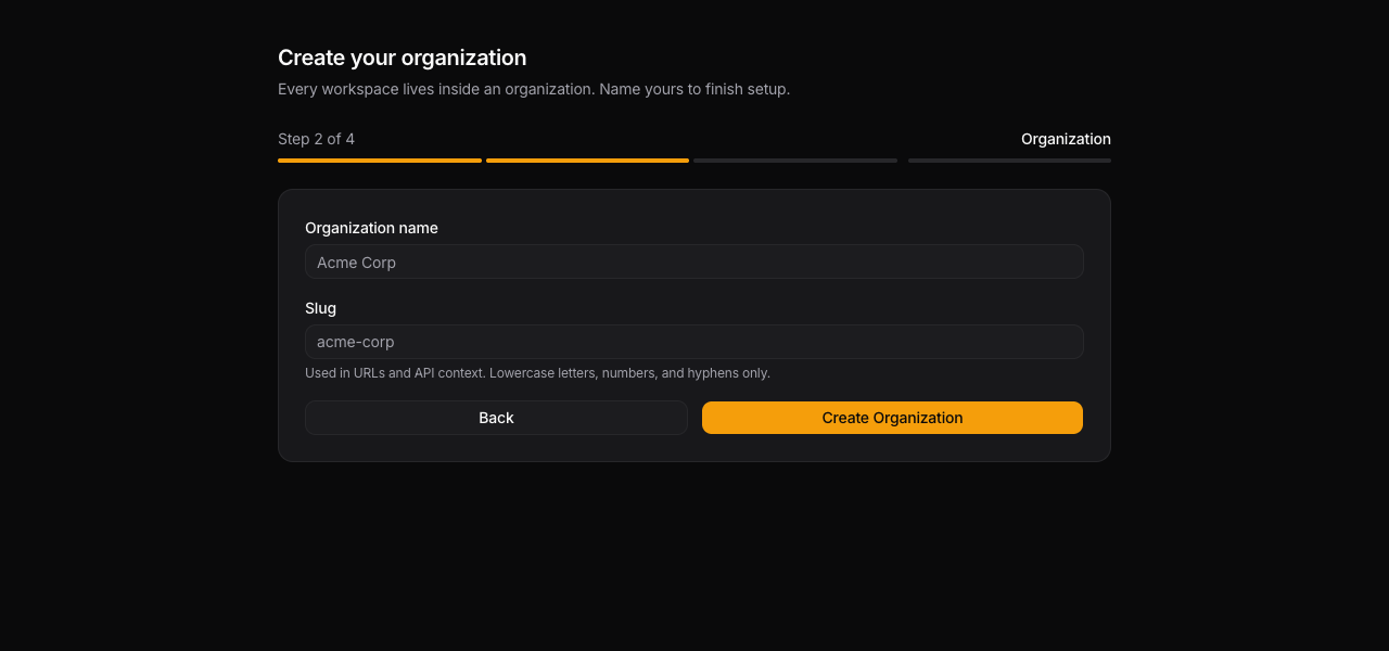 Create your organization