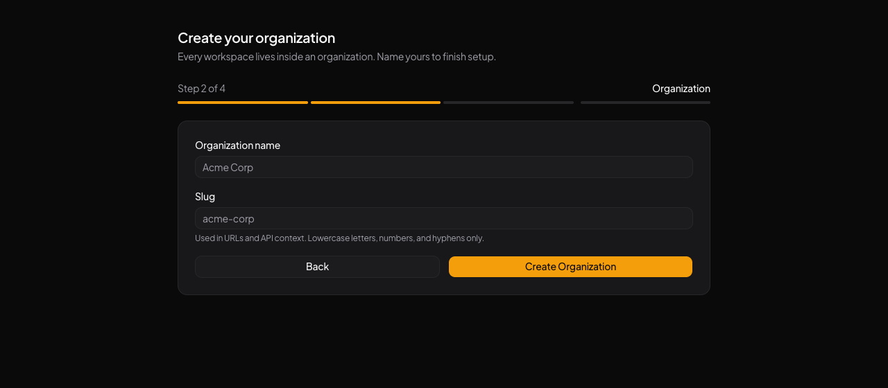 Create your organization